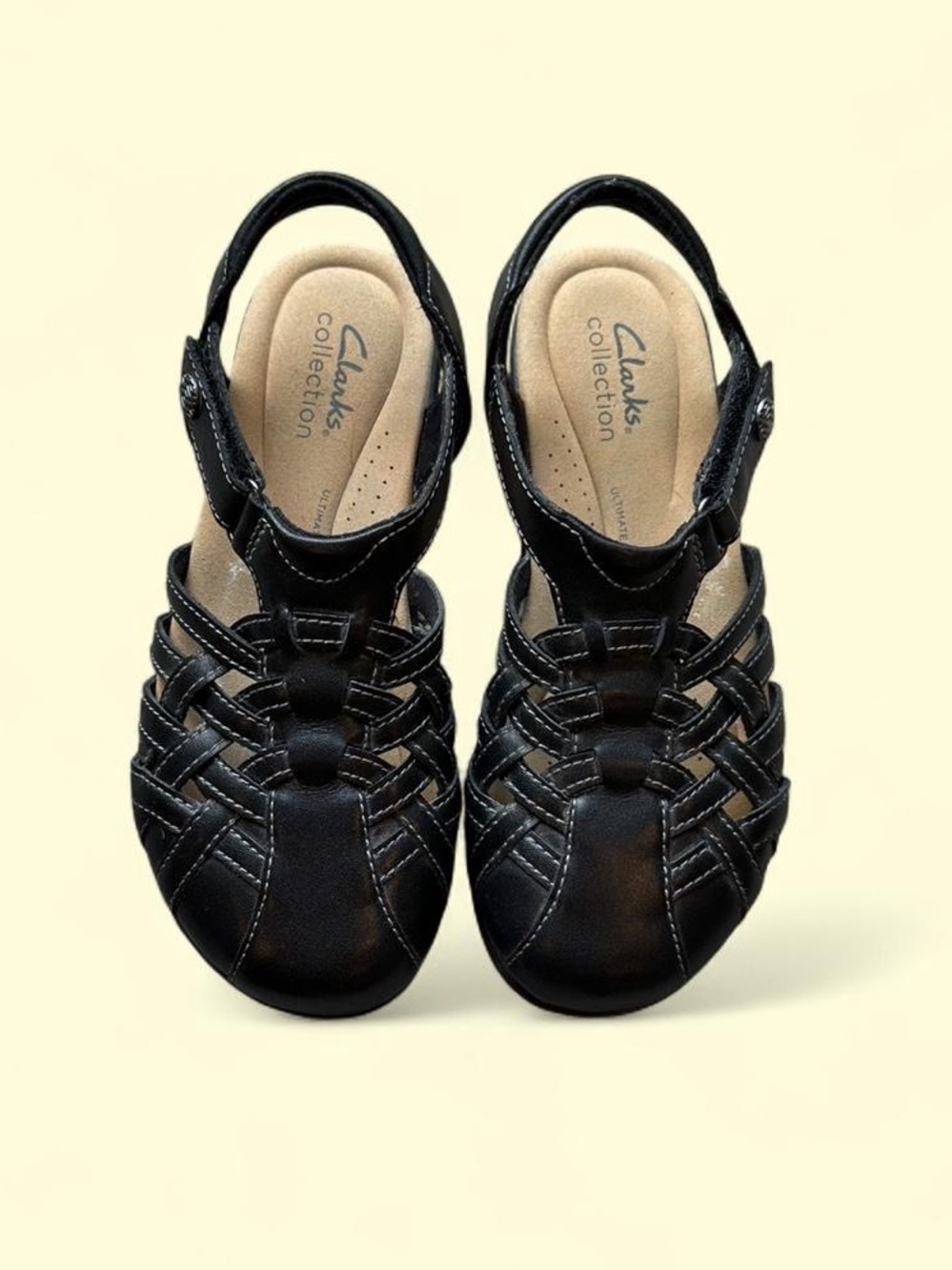 Clarks Black Leather Fisherman Sandals